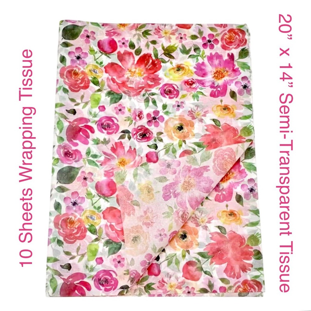 Floral Watercolor Wrapping Tissue Sheets, 10 pcs